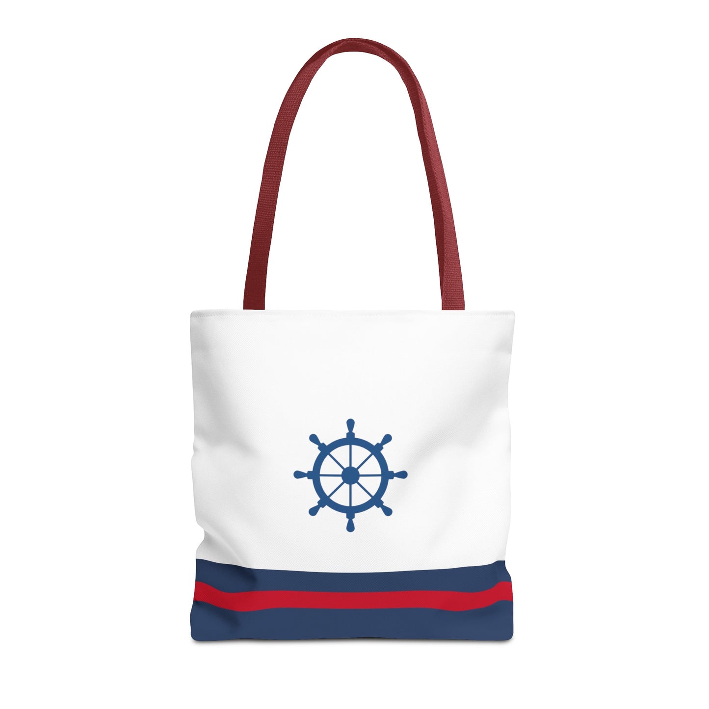 Ship Wheel Stripe Beach Tote (Double-sided print)