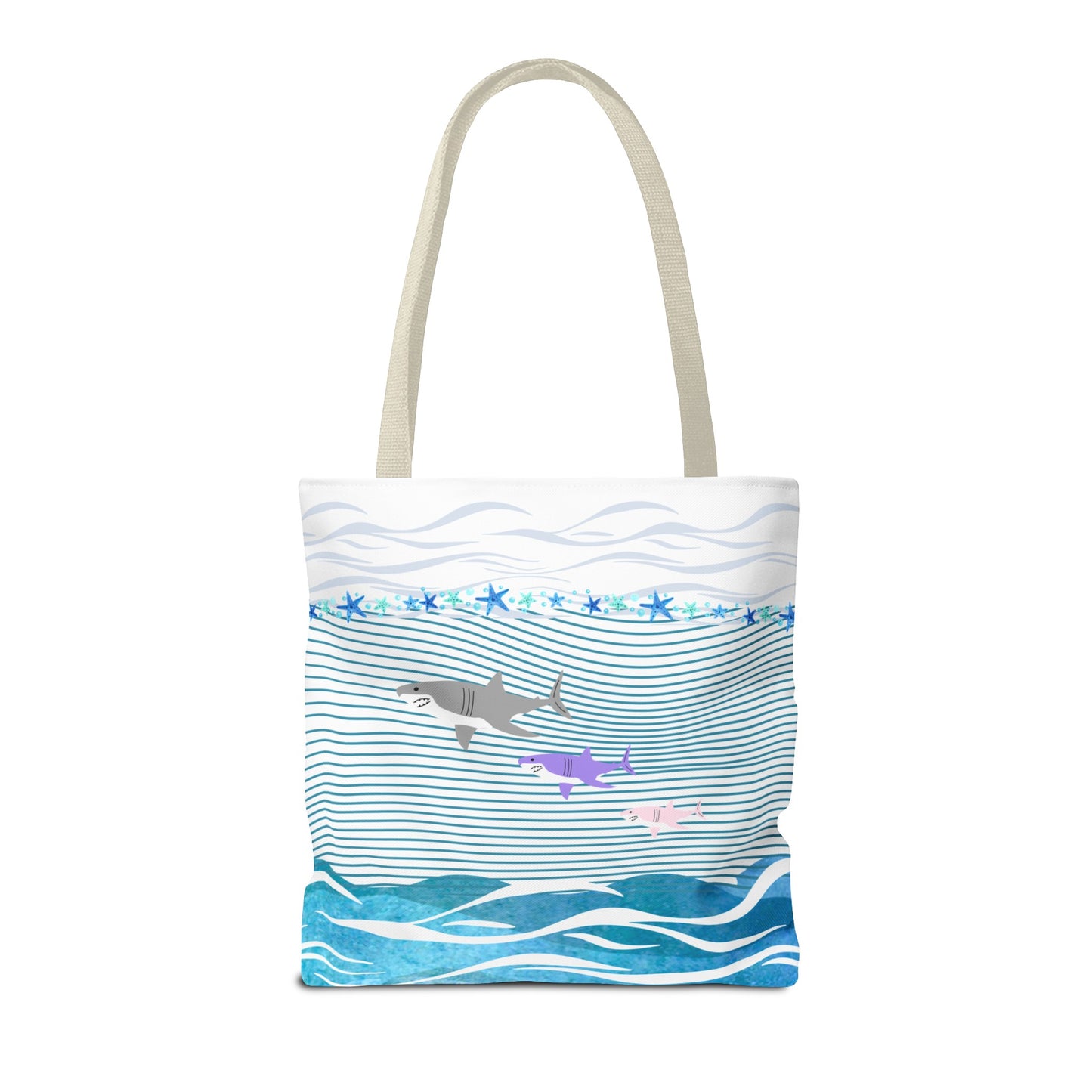 Trio Sharks Beach Tote (Double-sided Print)