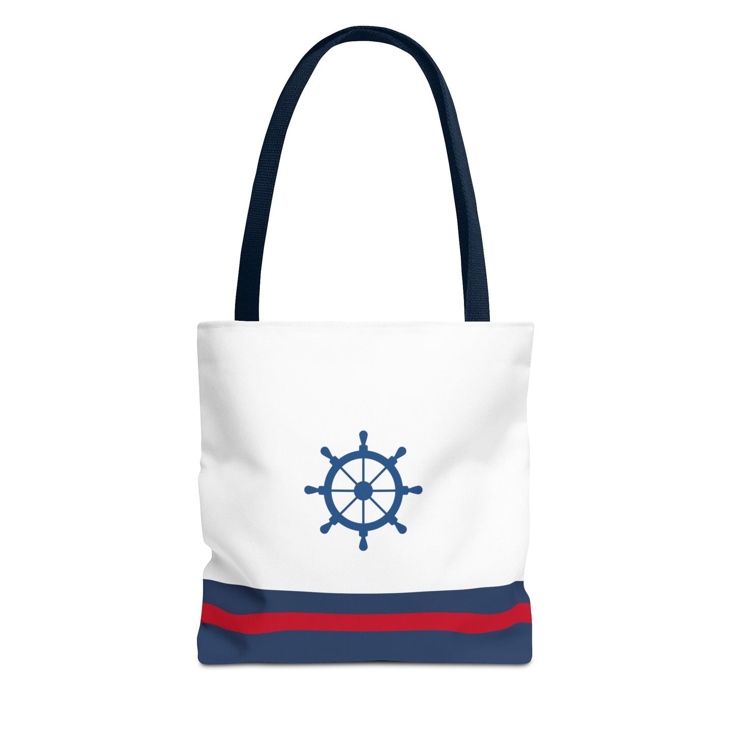 Ship Wheel Stripe Beach Tote (Double-sided print)