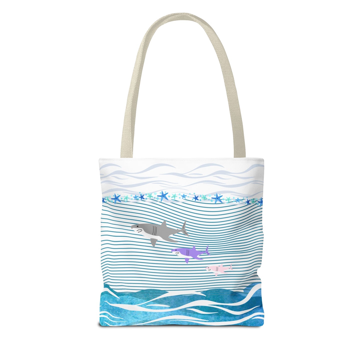 Trio Sharks Beach Tote (Double-sided Print)