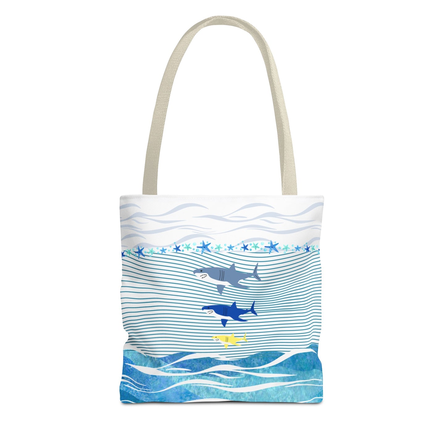 Trio Sharks Beach Tote (Double-sided Print)