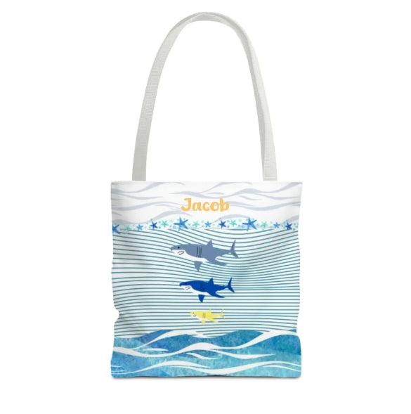 Trio Sharks Beach Tote (Double-sided Print)
