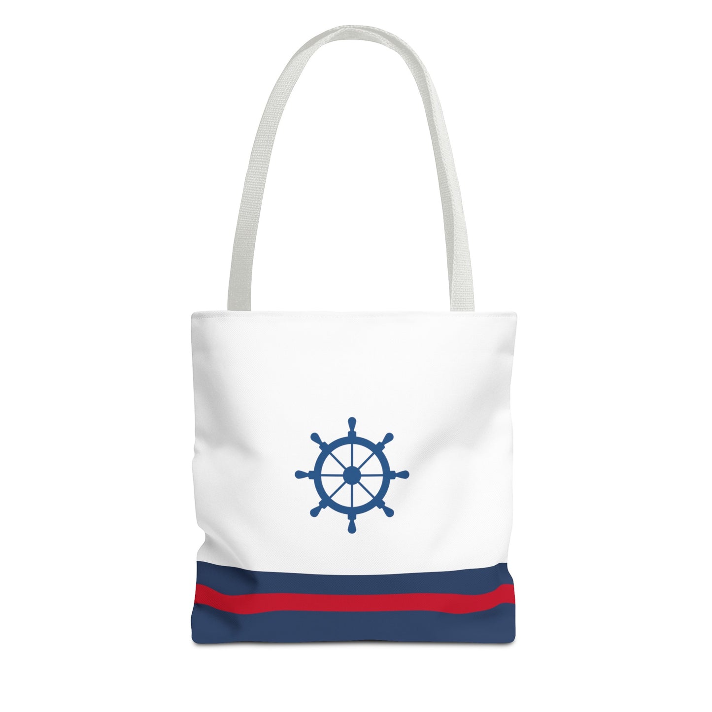 Ship Wheel Stripe Beach Tote (Double-sided print)