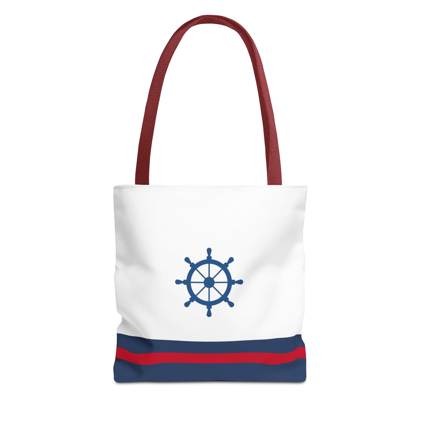 Ship Wheel Stripe Beach Tote (Double-sided print)