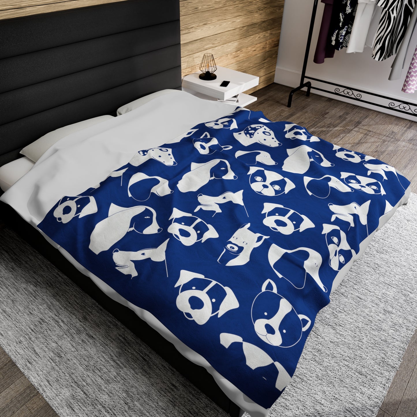 Chic ModDog Head Plush Blanket - Blue