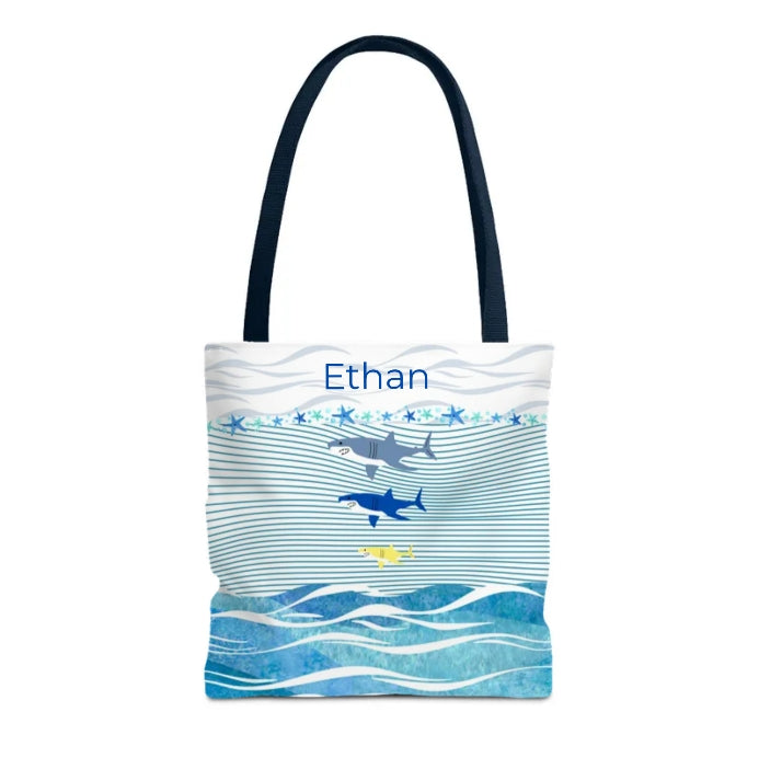 Trio Sharks Beach Tote (Double-sided Print)