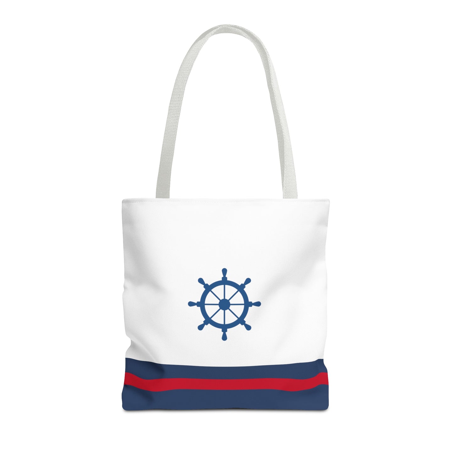 Ship Wheel Stripe Beach Tote (Double-sided print)