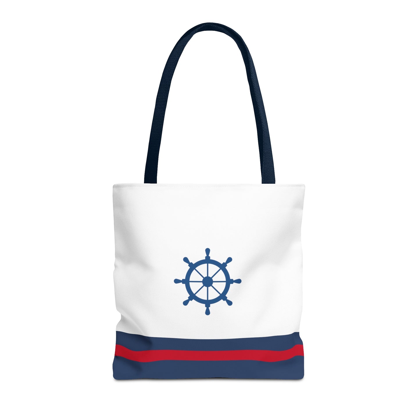 Ship Wheel Stripe Beach Tote (Double-sided print)