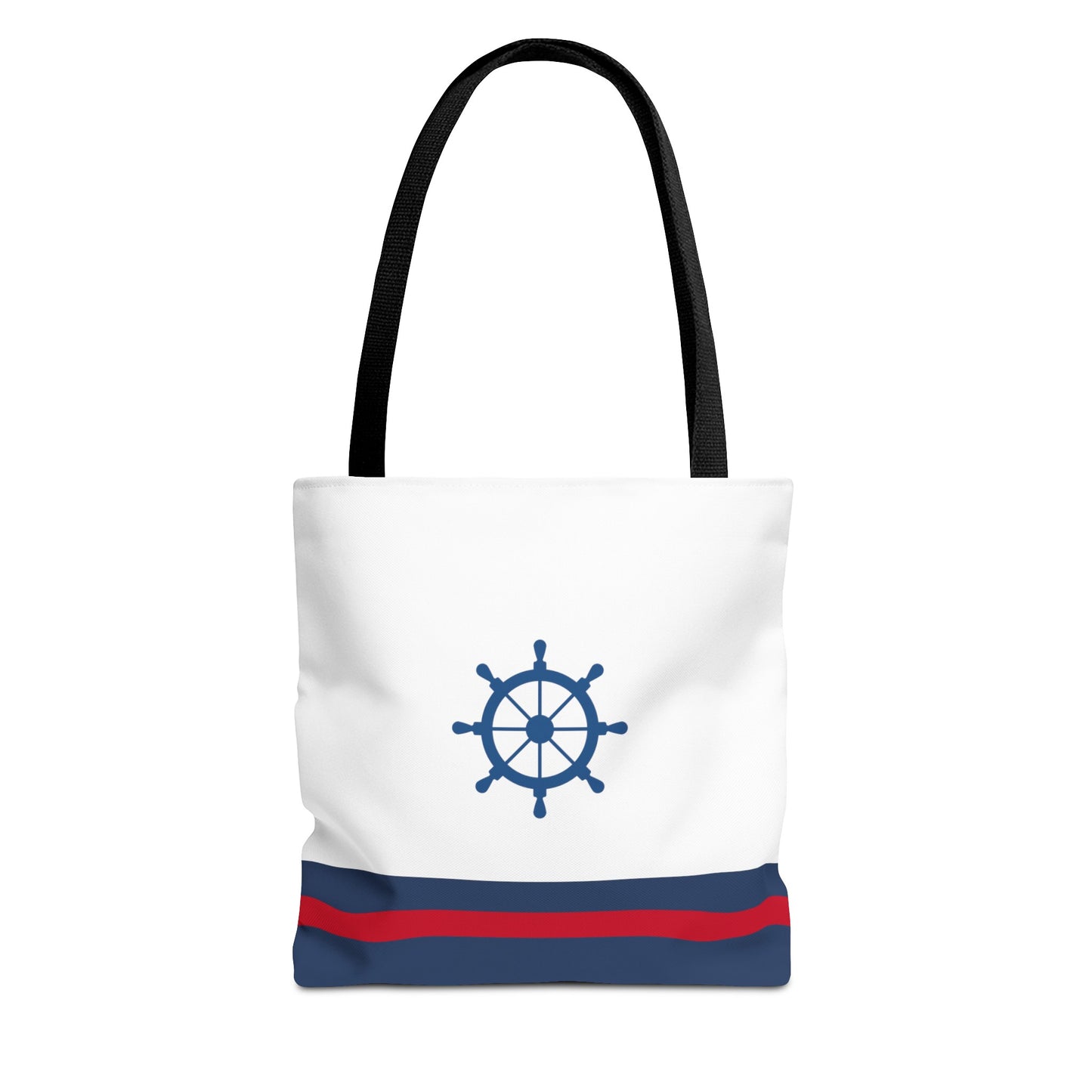 Ship Wheel Stripe Beach Tote (Double-sided print)