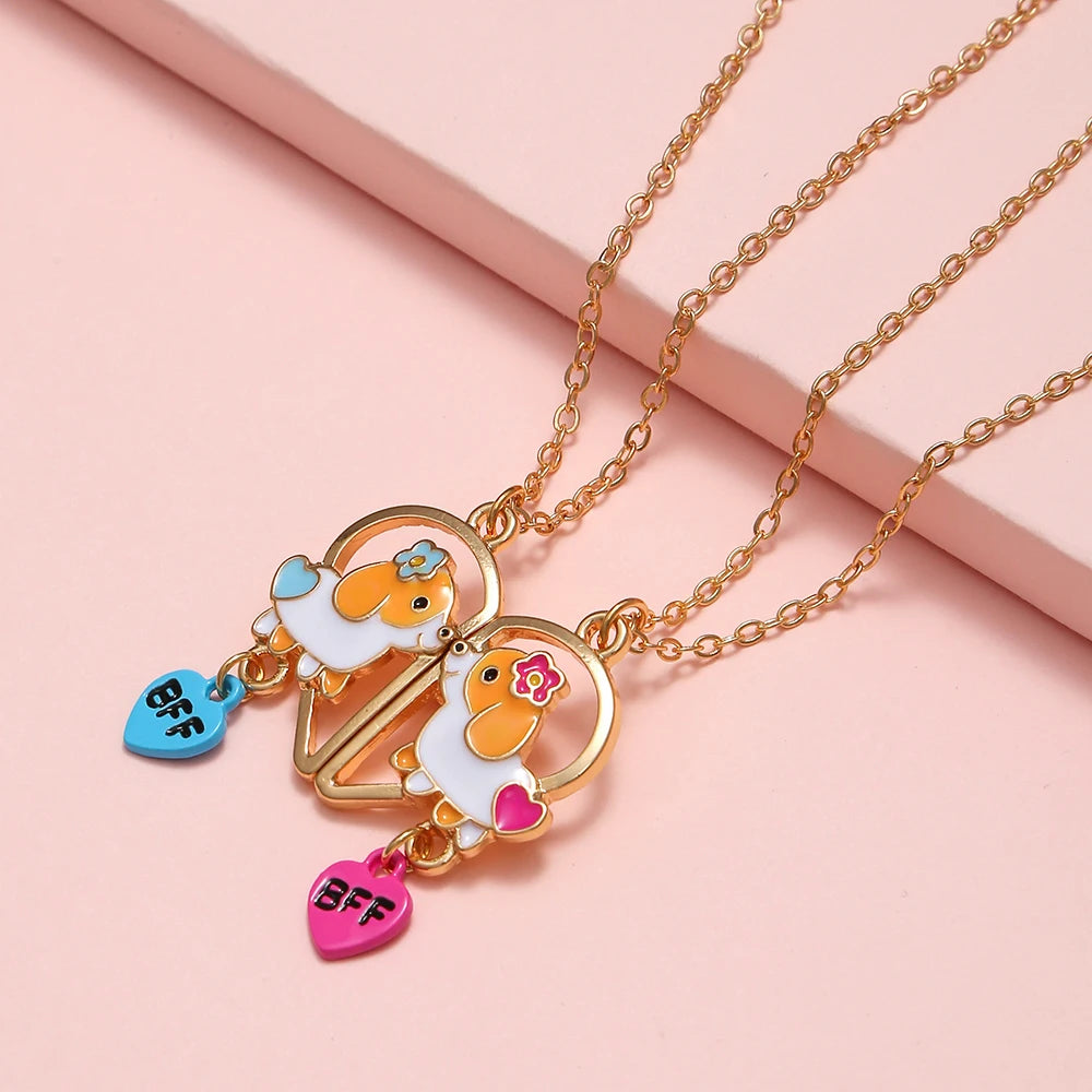 Cute Corgi Dog Heart Magnetic Pendant Best Friends Necklace (Dog-Lover Jewelry)