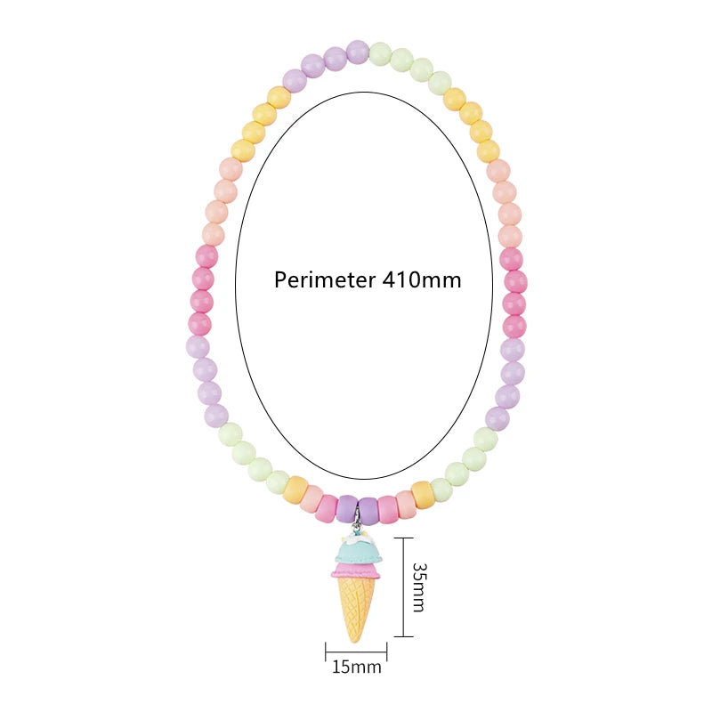 Ice Cream Pendant Beaded Resin Kids Necklace (Candy Color)