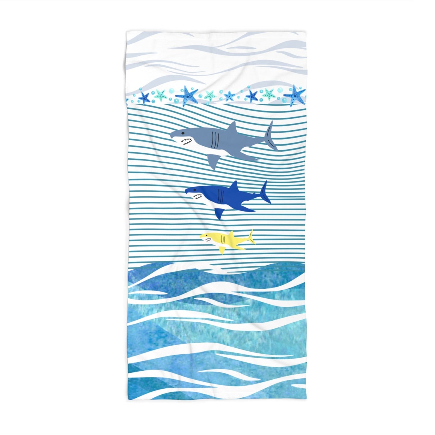 Sea Waves Sharks Beach Towel