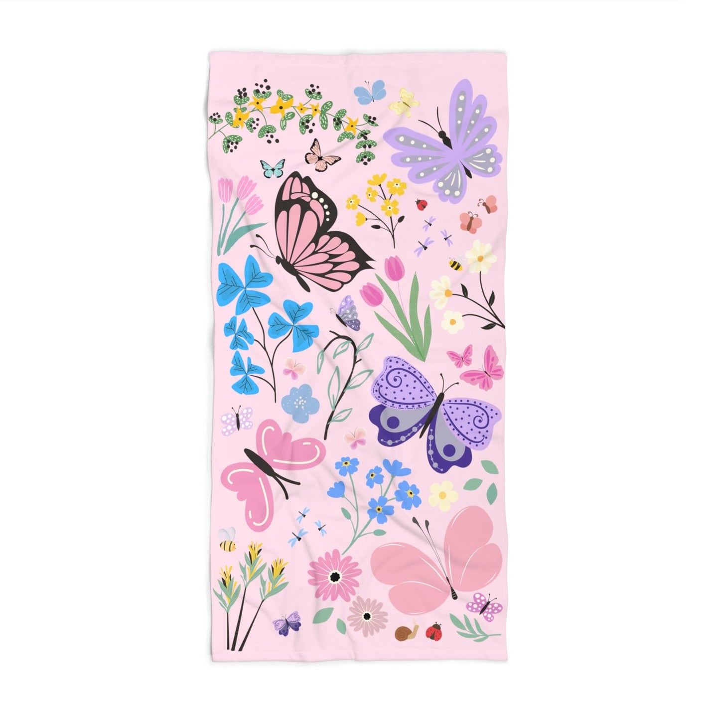 Flower Butterfly Beach Towel