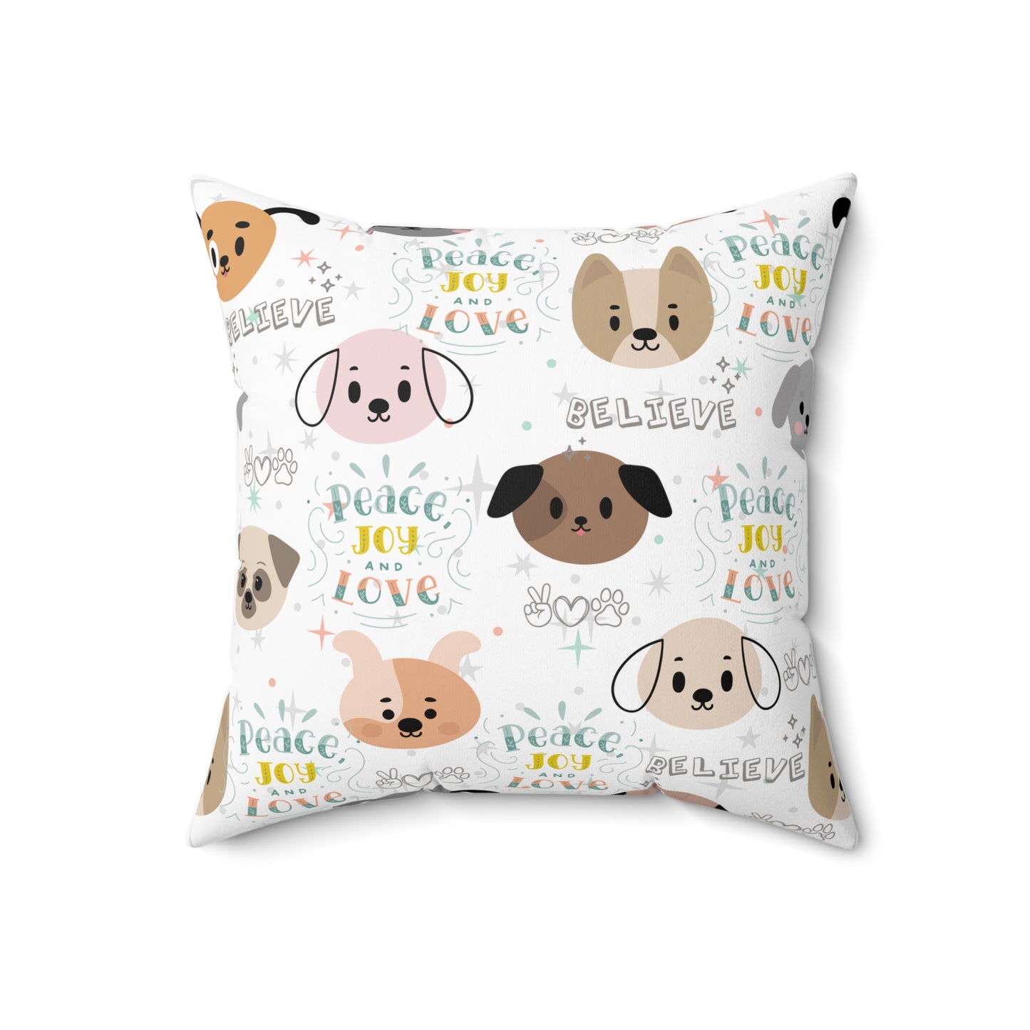 Believe Puppy Love Square Pillow