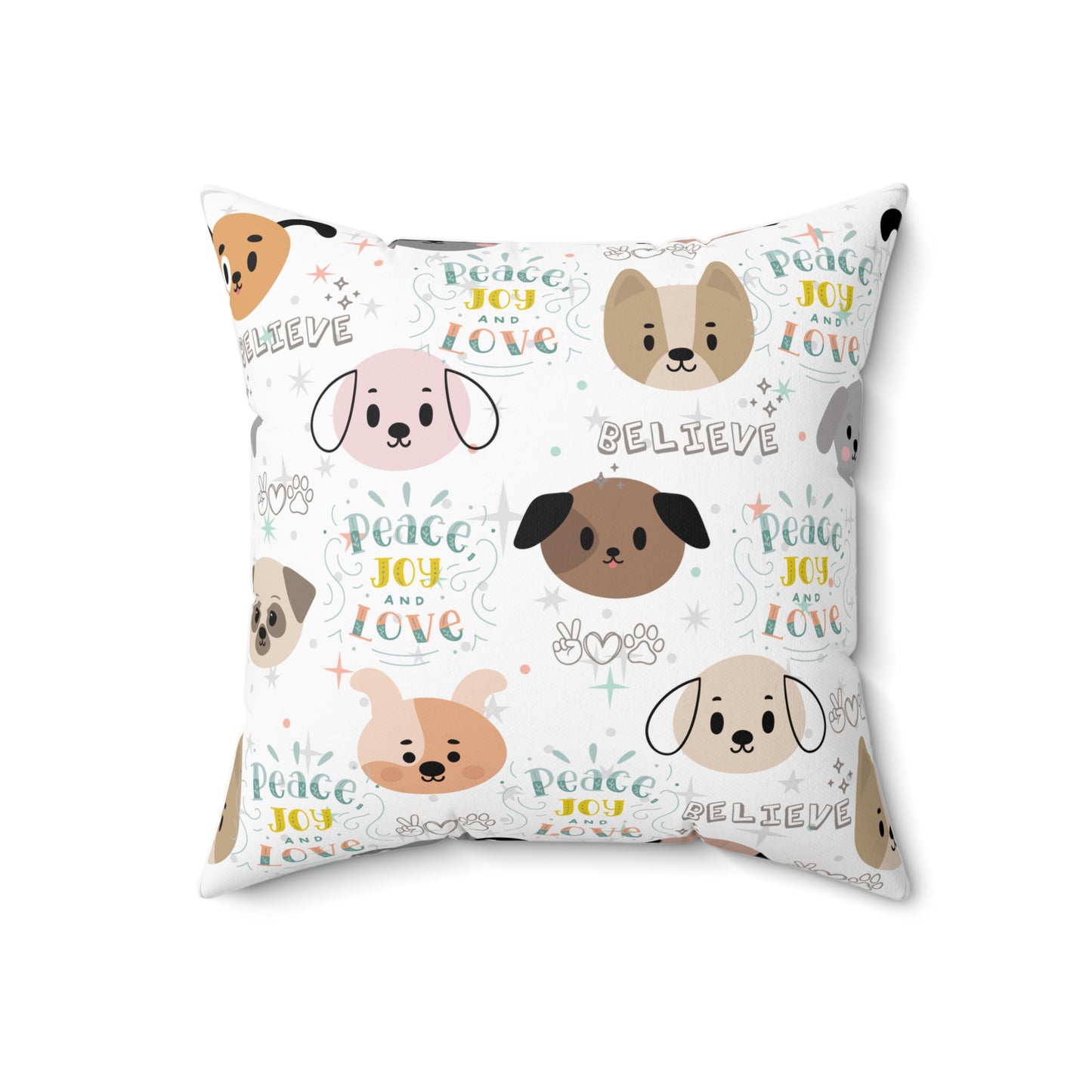 Believe Puppy Love Square Pillow