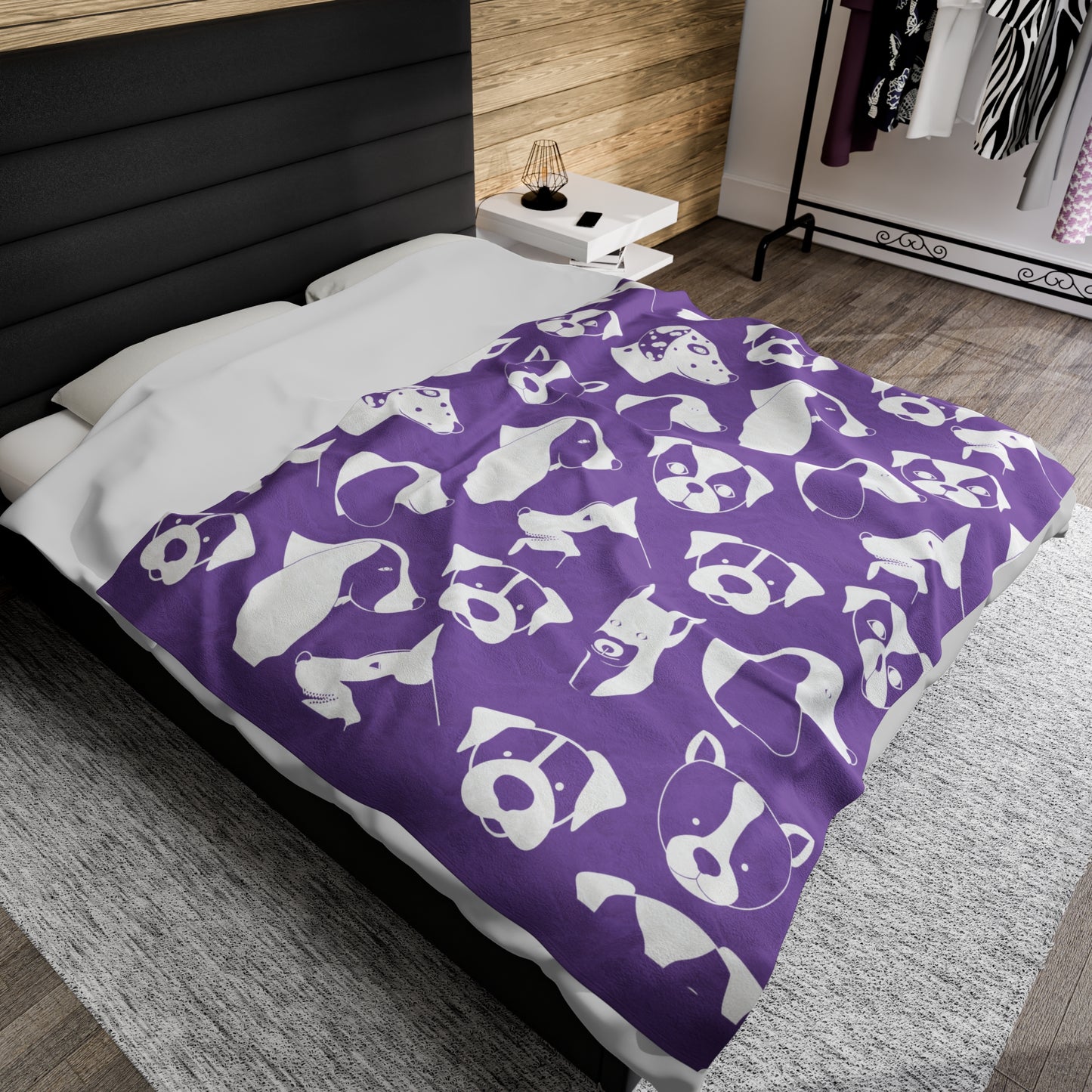 Chic ModDog Head Plush Blanket - Purple