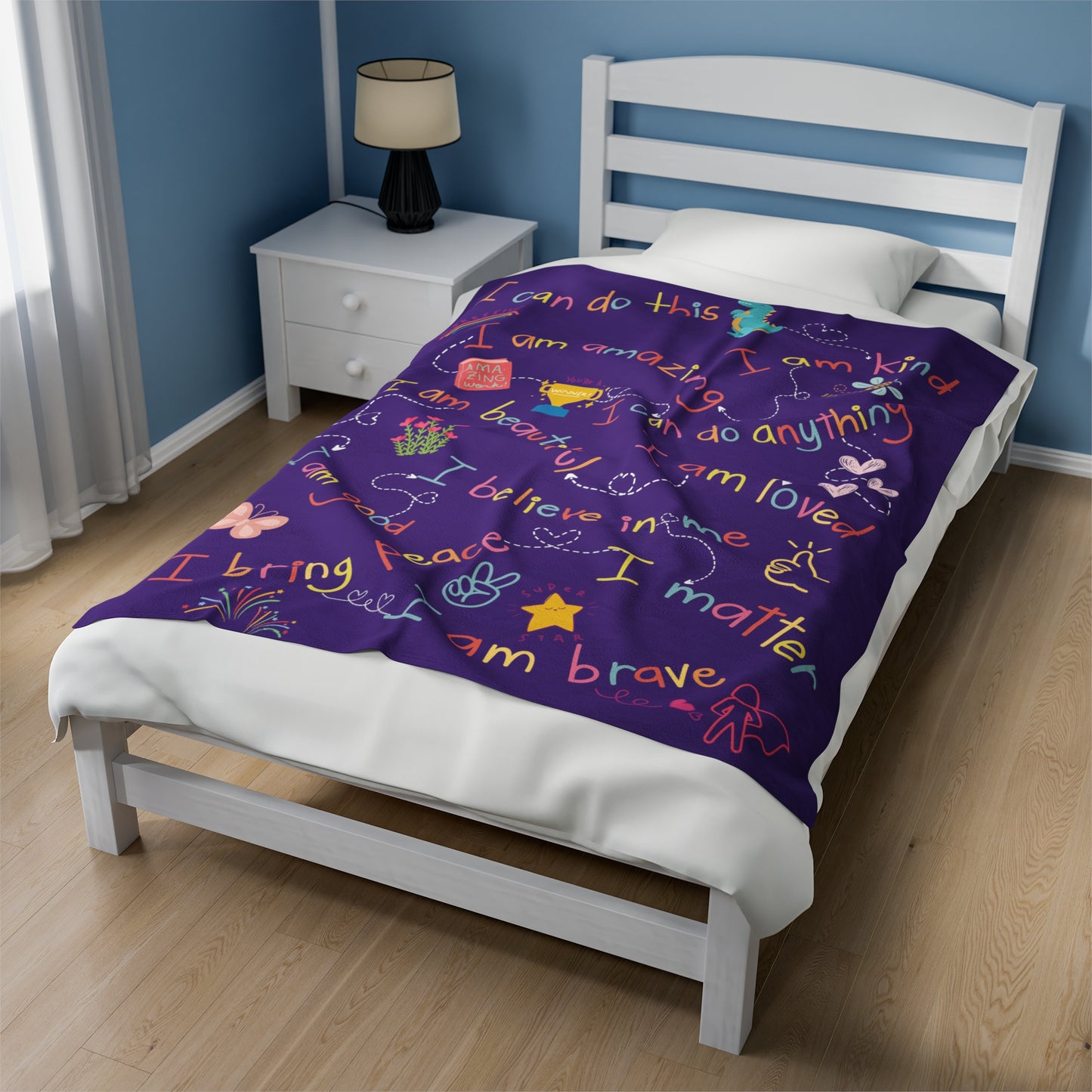 HeartLine Posiprint Plush Blanket - Purple