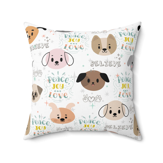 Believe Puppy Love Square Pillow