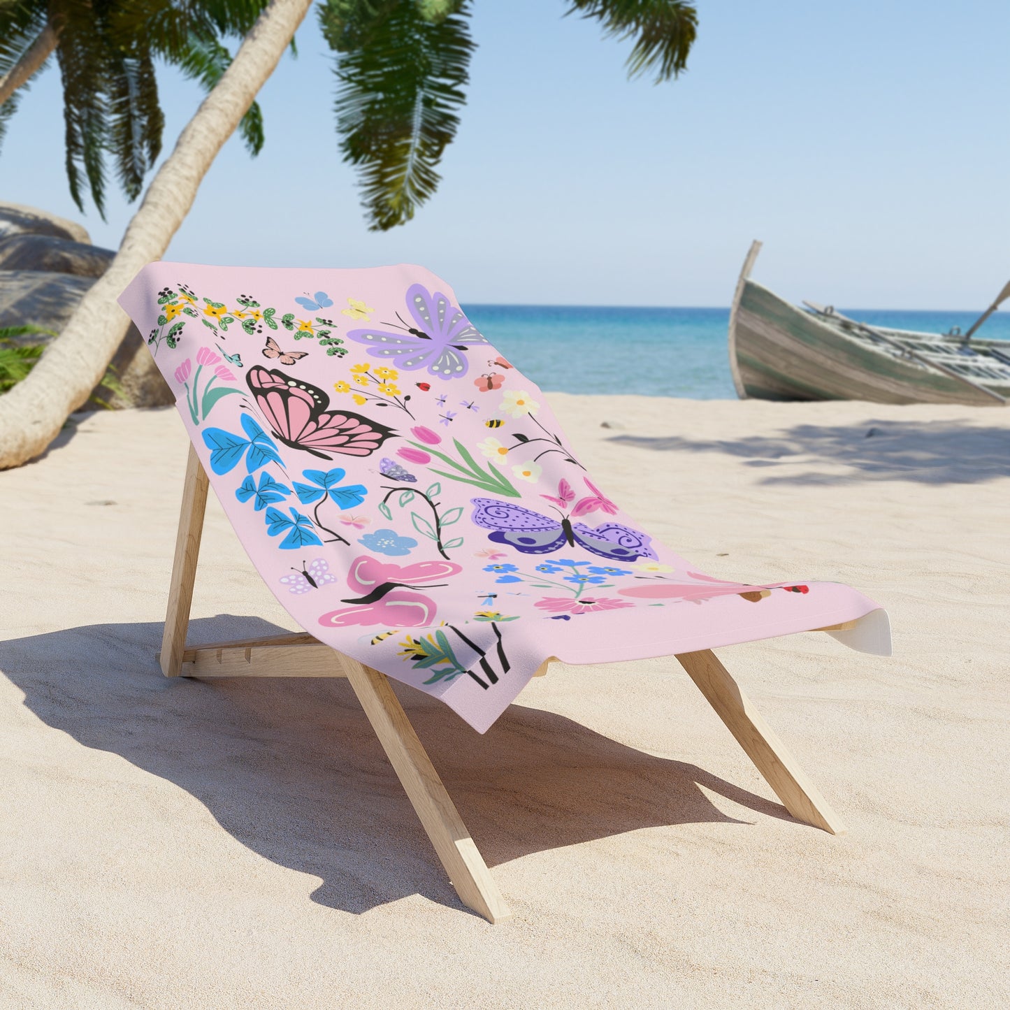 Flower Butterfly Beach Towel