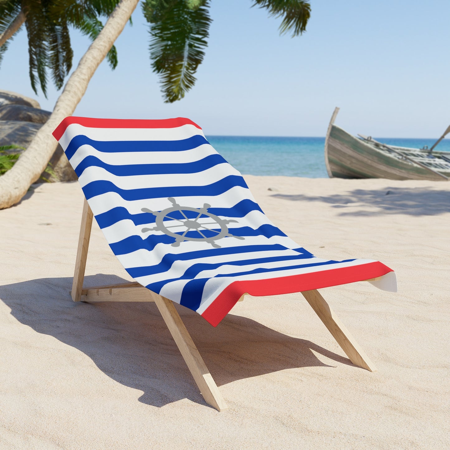 Ship Wheel Stripe Beach Towel