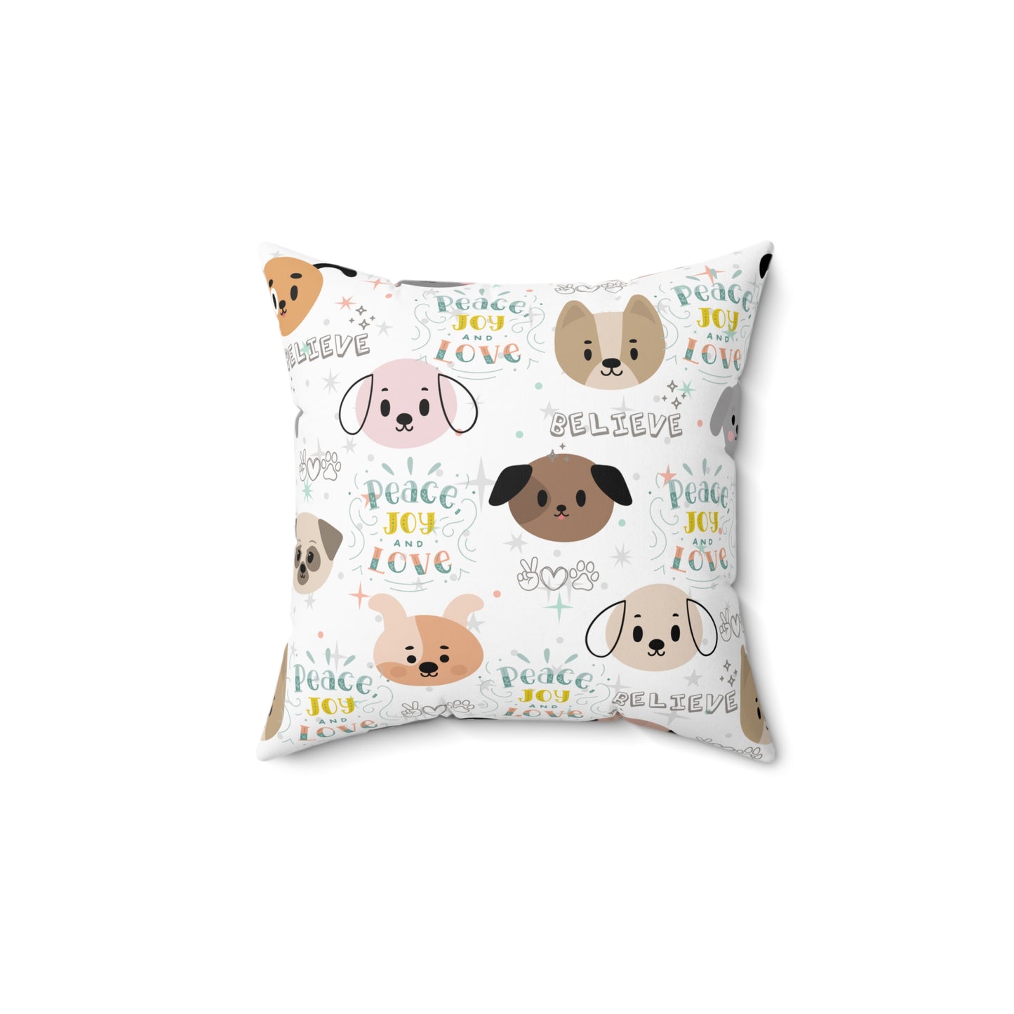 Believe Puppy Love Square Pillow