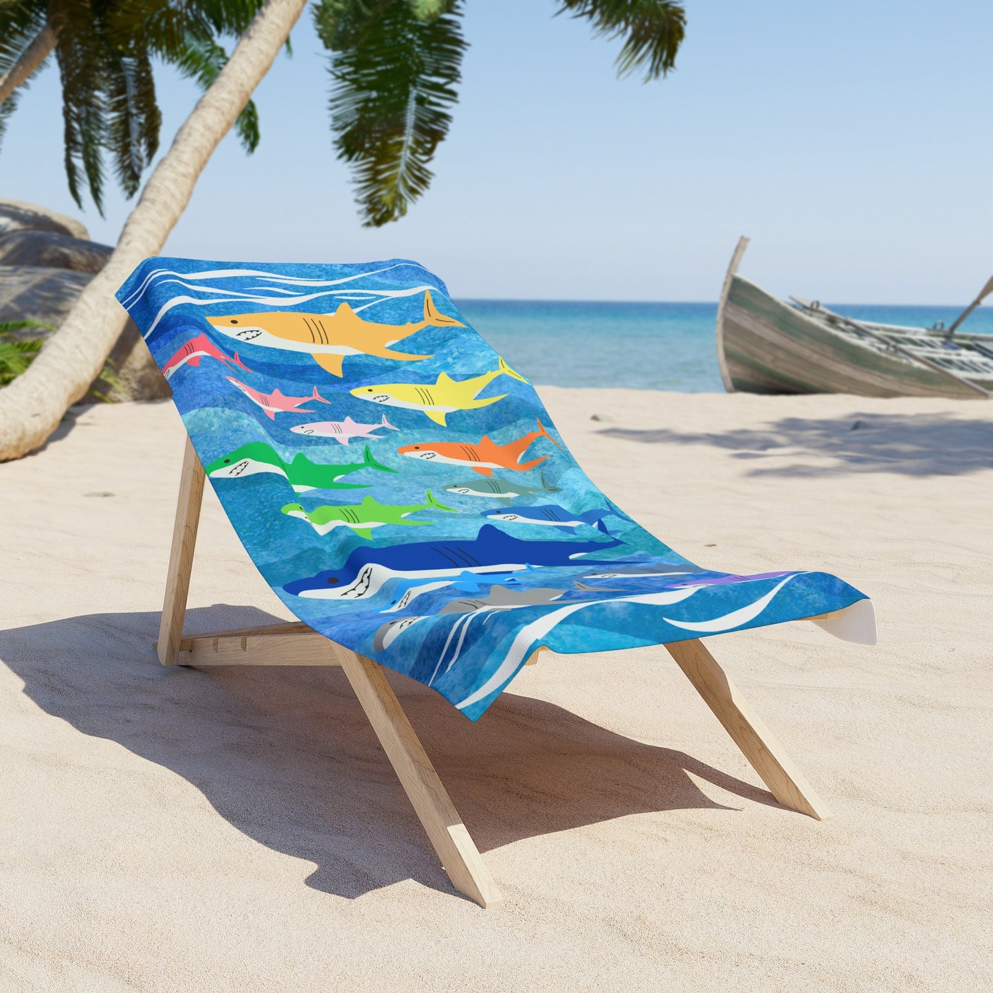 Rainbow Sharks Beach Towel