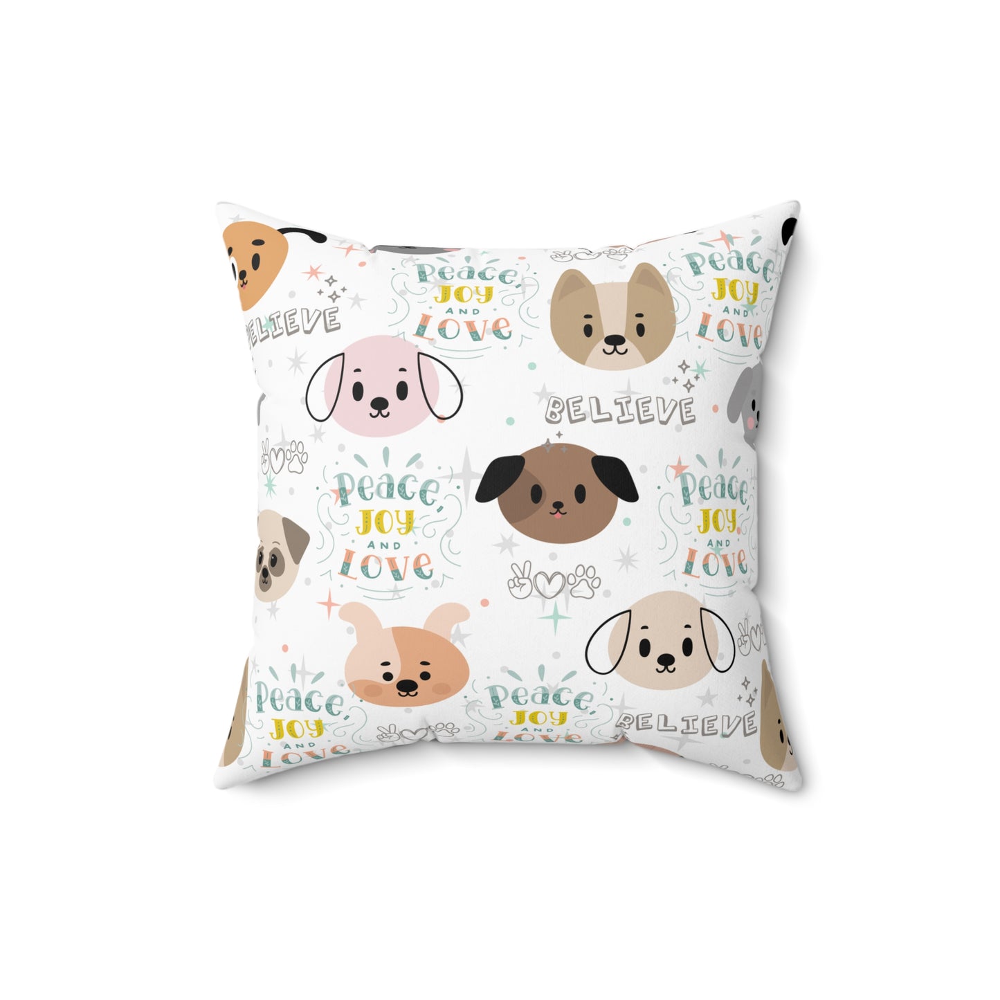 Believe Puppy Love Square Pillow