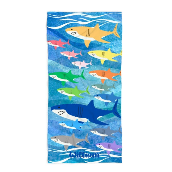 Rainbow Sharks Beach Towel