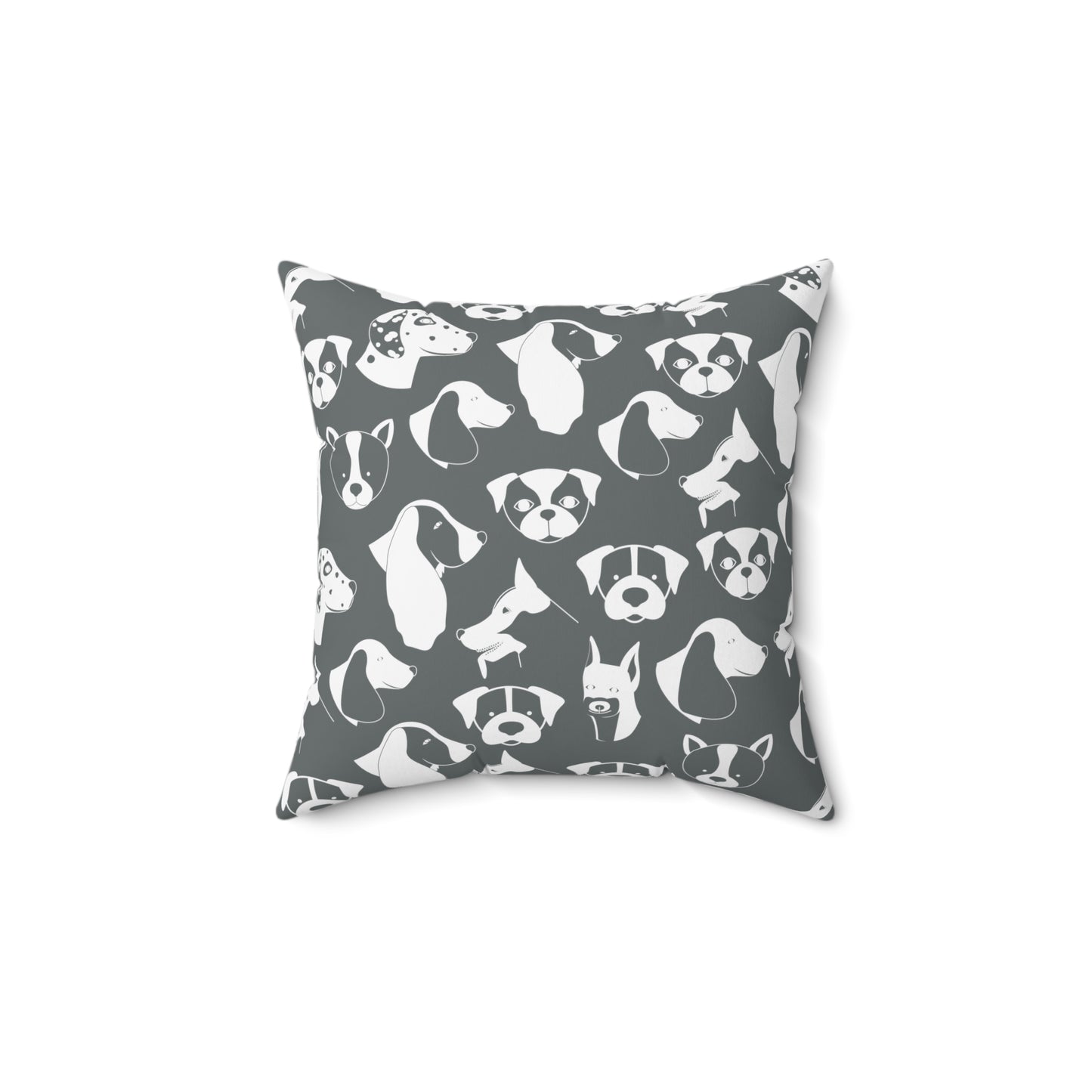 Chic ModDog Head Square Pillow (Versatile Double-Sided Graphic Variation) Grey