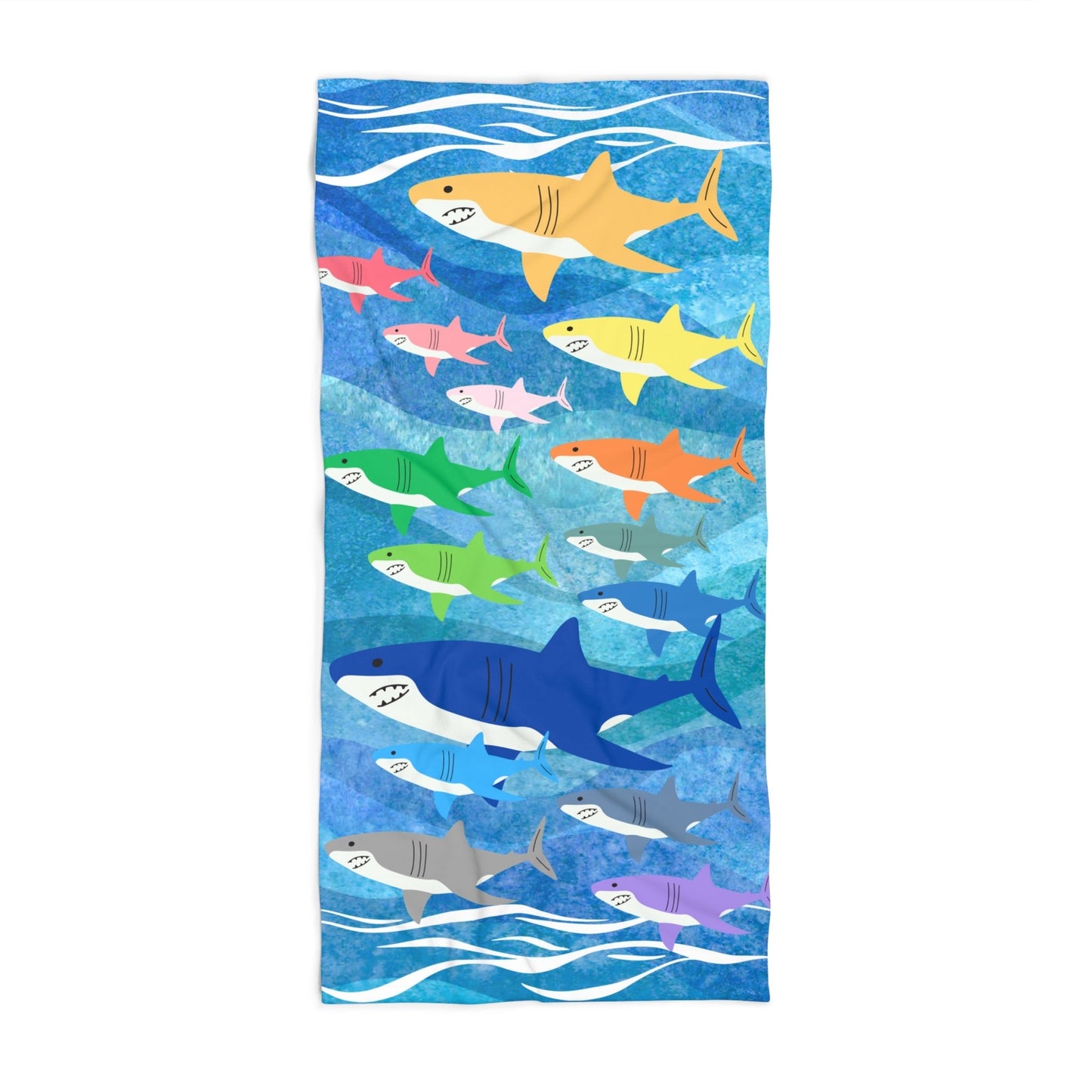 Rainbow Sharks Beach Towel