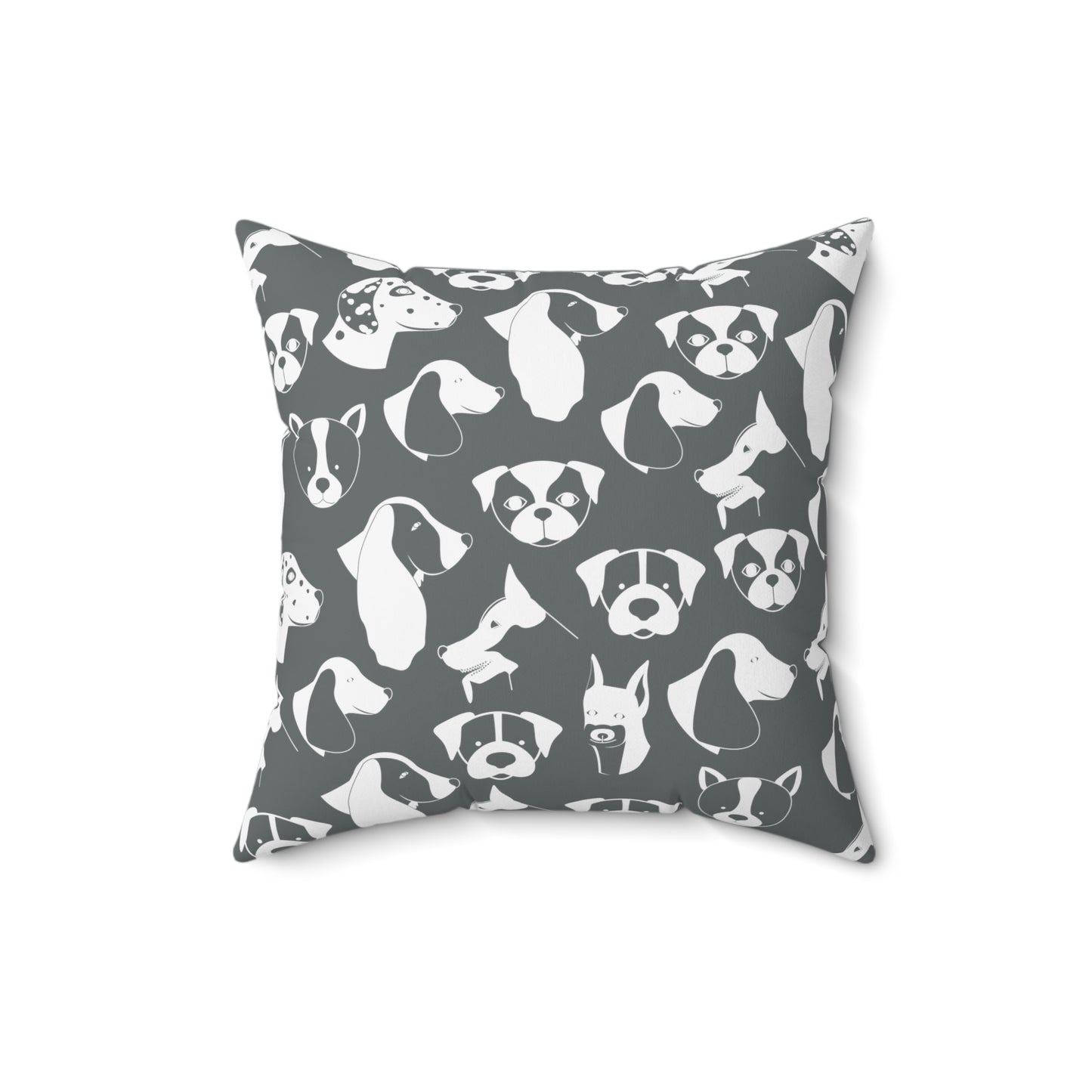 Chic ModDog Head Square Pillow (Versatile Double-Sided Graphic Variation) Grey