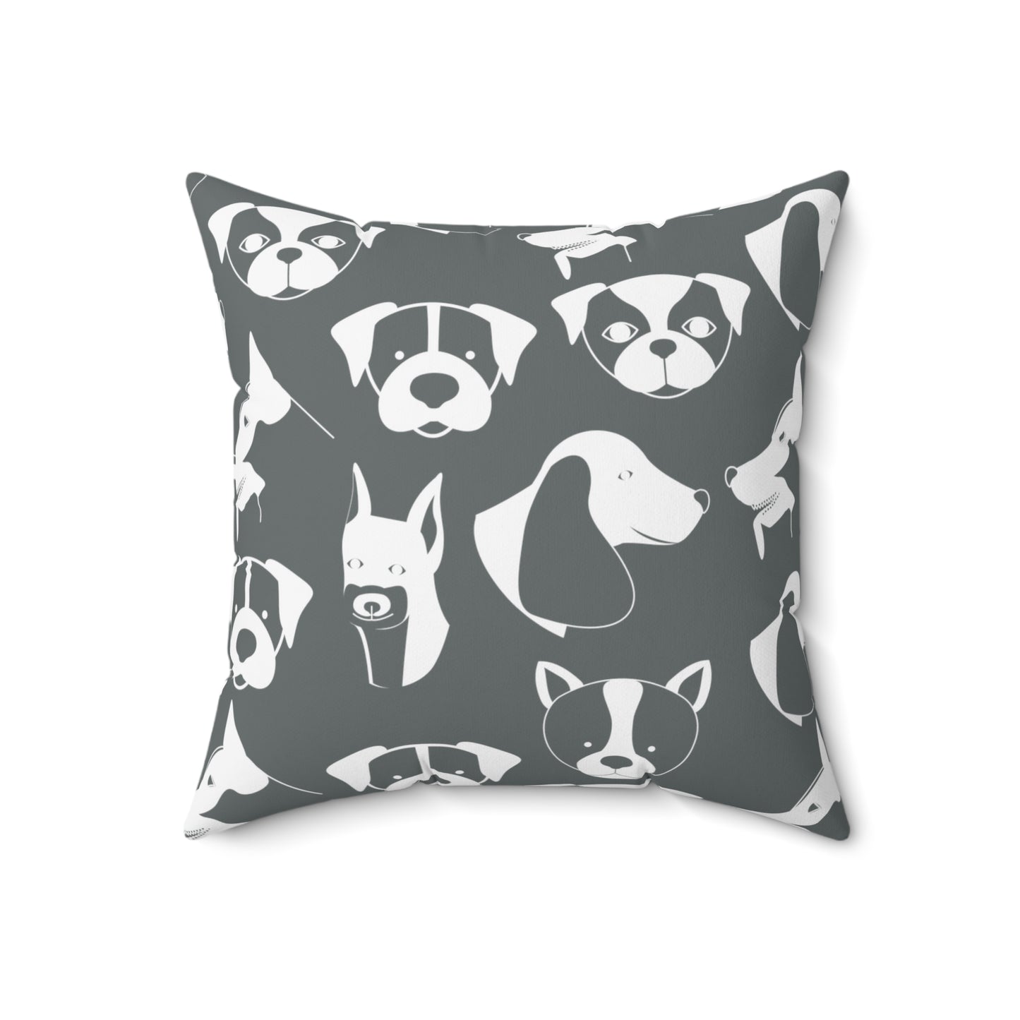 Chic ModDog Head Square Pillow (Versatile Double-Sided Graphic Variation) Grey