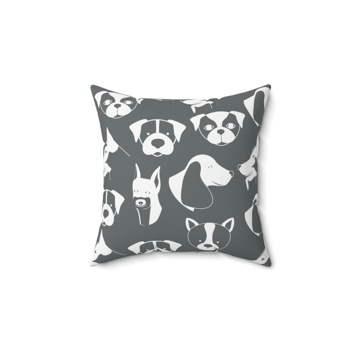 Chic ModDog Head Square Pillow (Versatile Double-Sided Graphic Variation) Grey