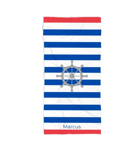 Ship Wheel Stripe Beach Towel