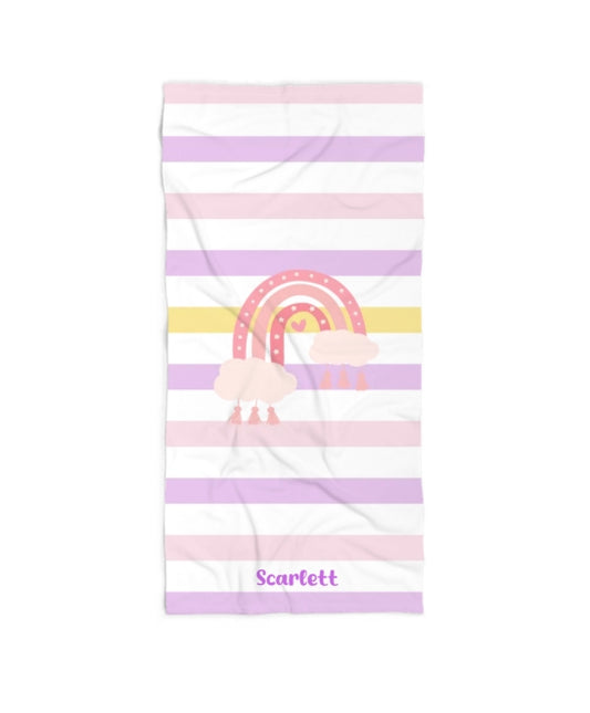 Pink Rainbow Stripe Beach Towel