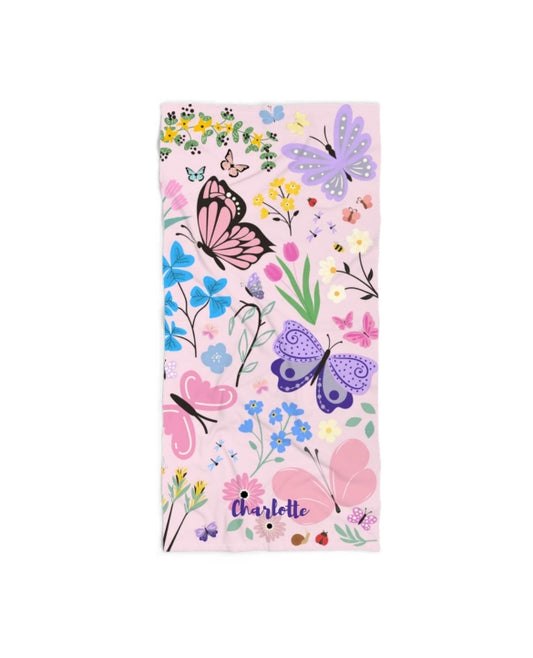 Flower Butterfly Beach Towel