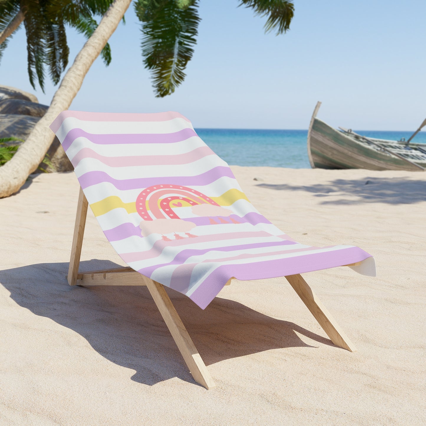 Pink Rainbow Stripe Beach Towel