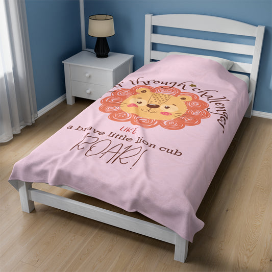 Roar through Challenges Little Lion Cub Plush Blanket