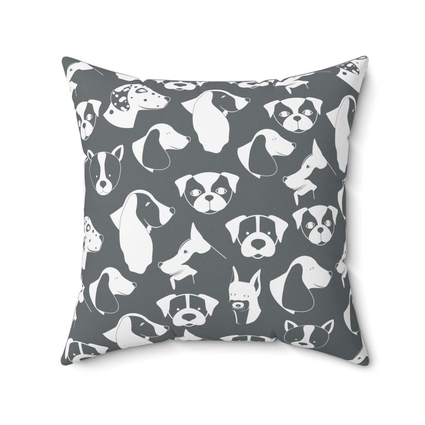 Chic ModDog Head Square Pillow (Versatile Double-Sided Graphic Variation) Grey