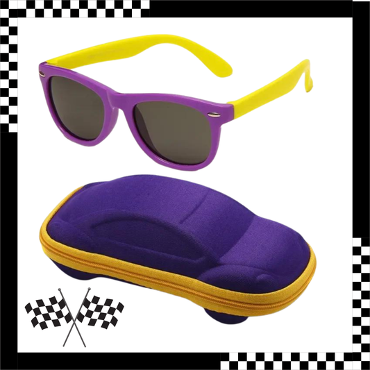 Kids Silicone Polarized Sunglasses with 3D Car Shape Case