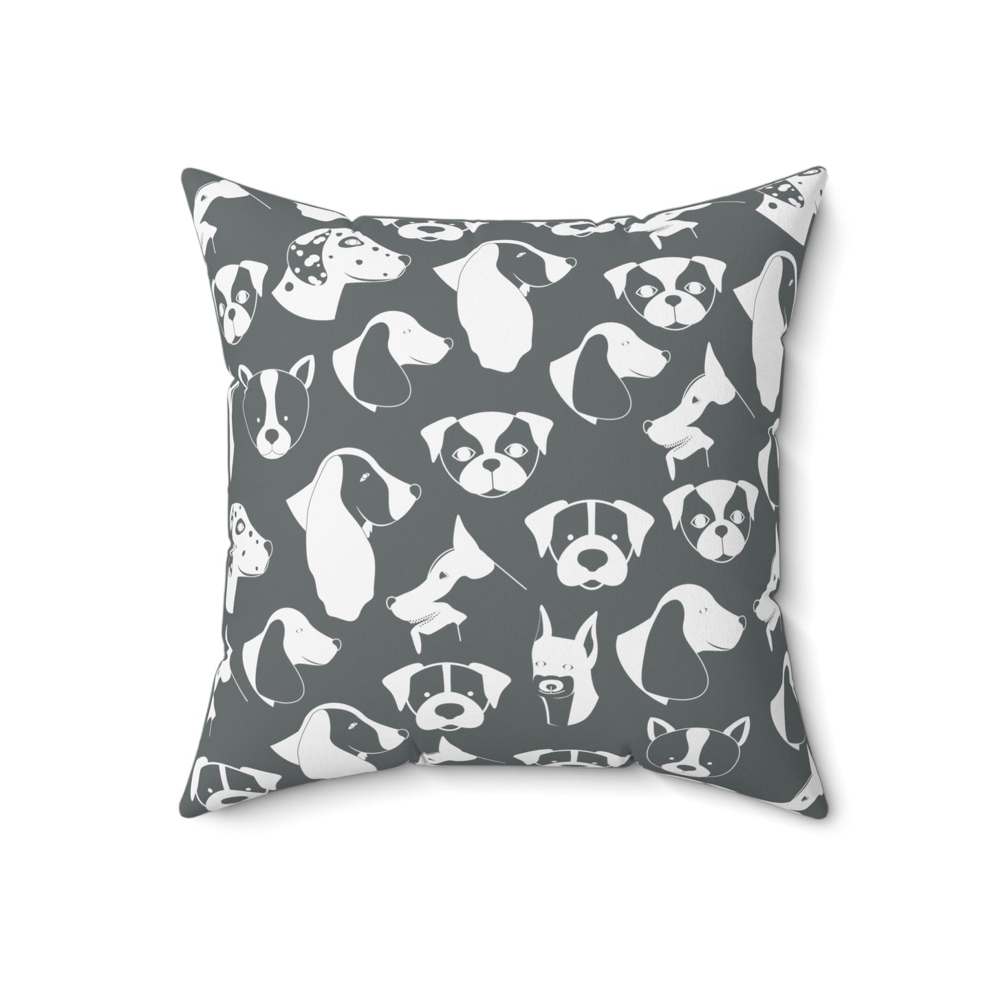 Chic ModDog Head Square Pillow (Versatile Double-Sided Graphic Variation) Grey