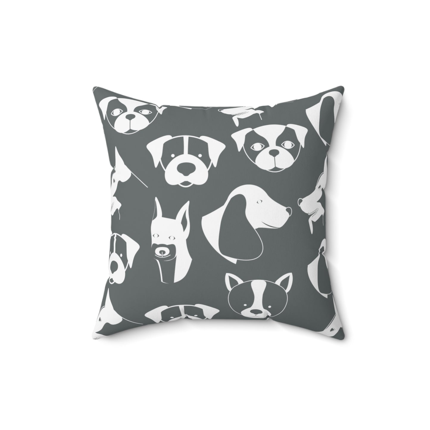 Chic ModDog Head Square Pillow (Versatile Double-Sided Graphic Variation) Grey