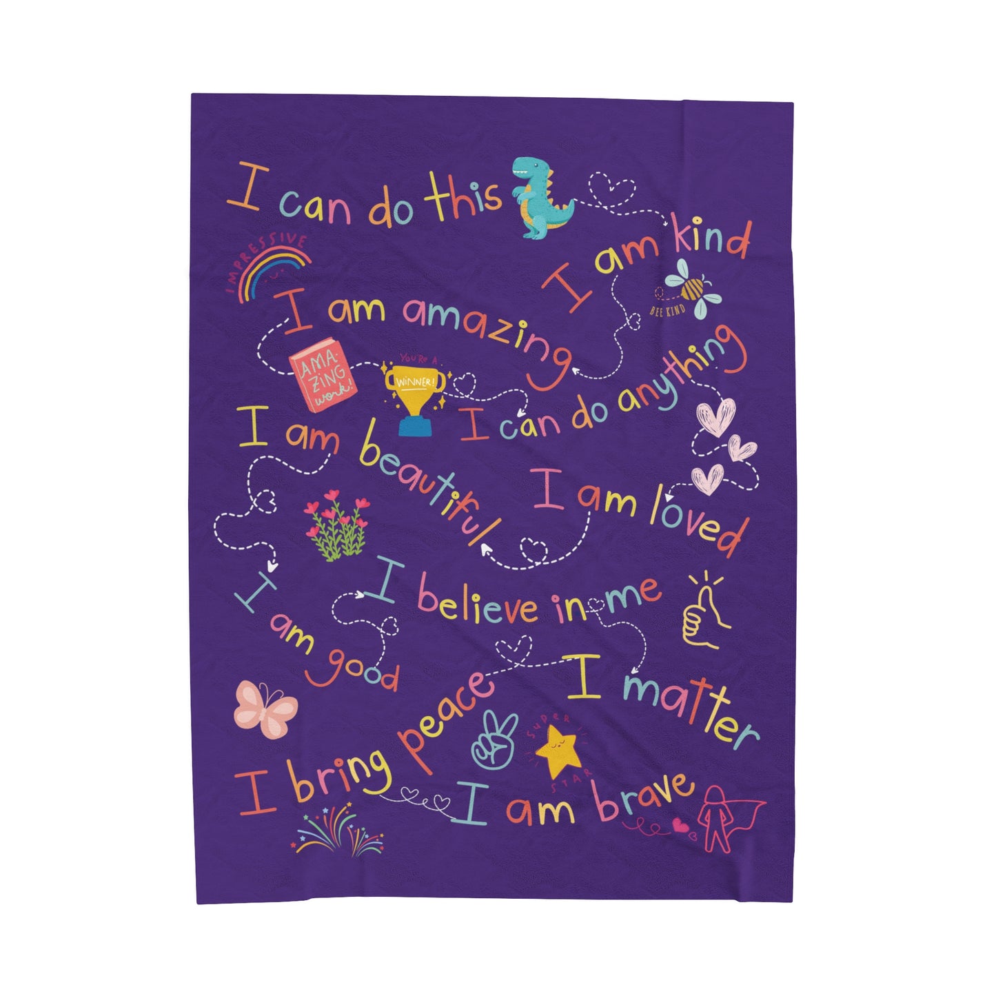 HeartLine Posiprint Plush Blanket - Purple