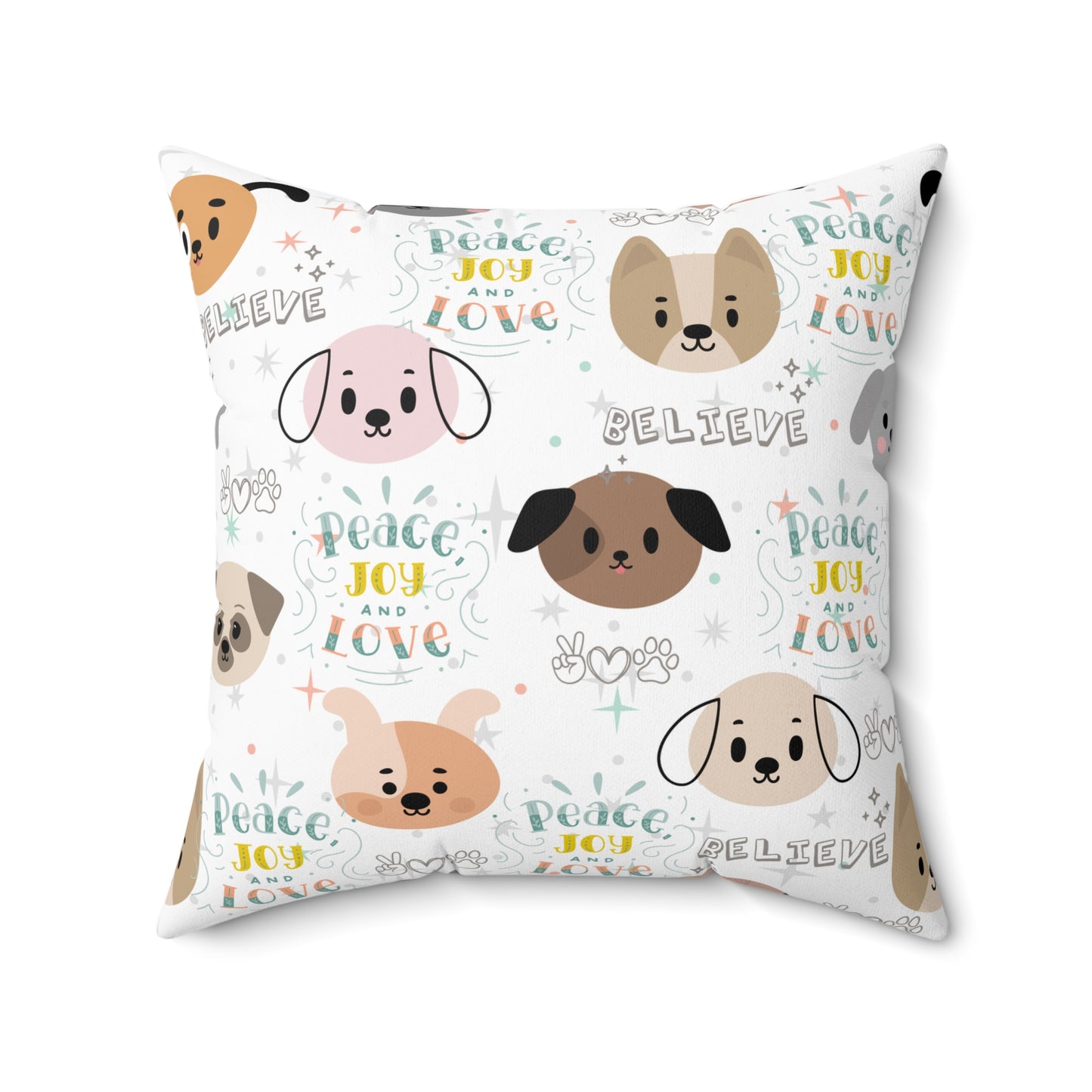 Believe Puppy Love Square Pillow