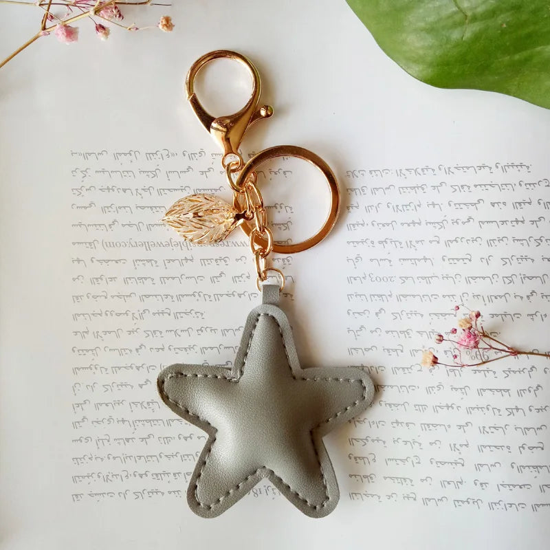 Chic Leather Heart / Star Keychain (12 colours of each styles available)