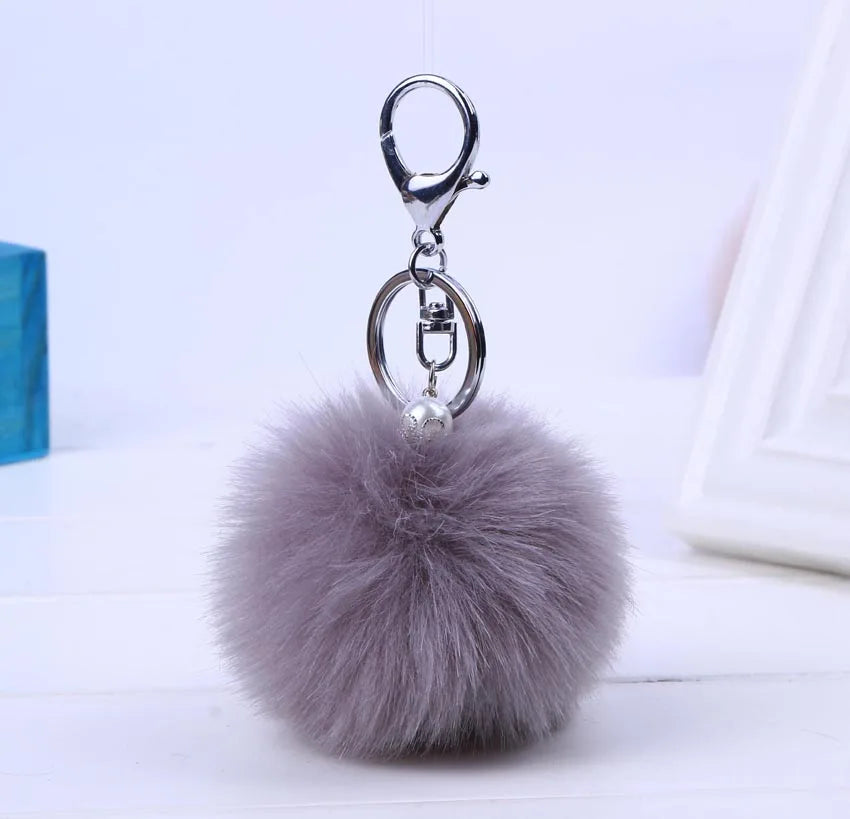 Fluffy Pearl Pom-Pom Keychain