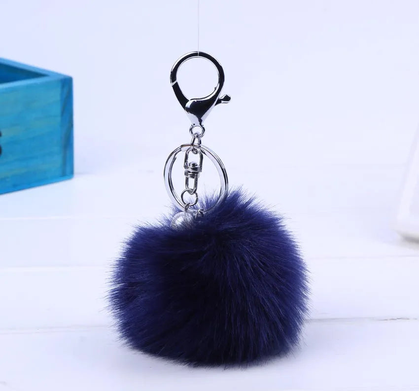 Fluffy Pearl Pom-Pom Keychain