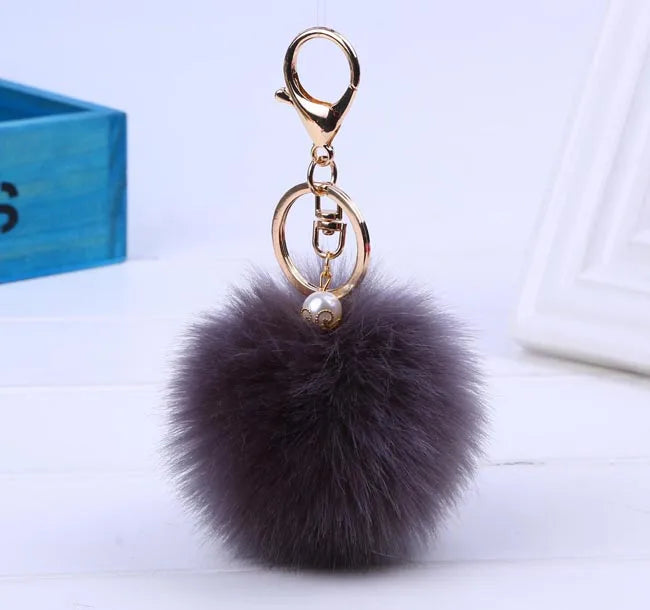 Fluffy Pearl Pom-Pom Keychain