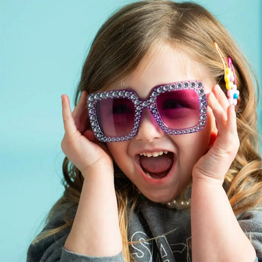 Kids Glamour Square UV400 Sunglasses (Glasses Bag Optional)