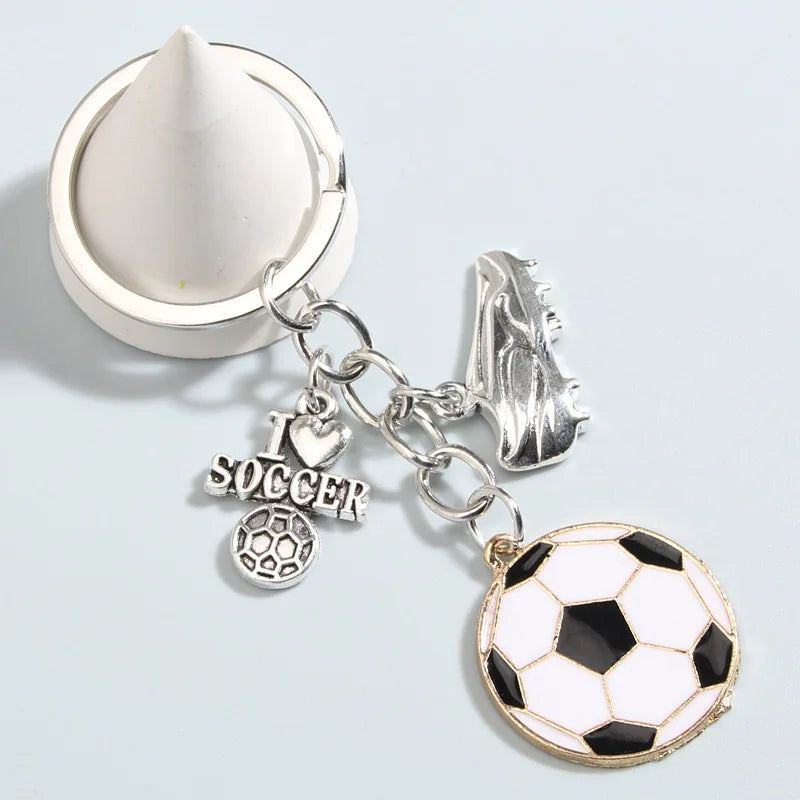 Trendy I Love Soccer Metal Enamel Keychain